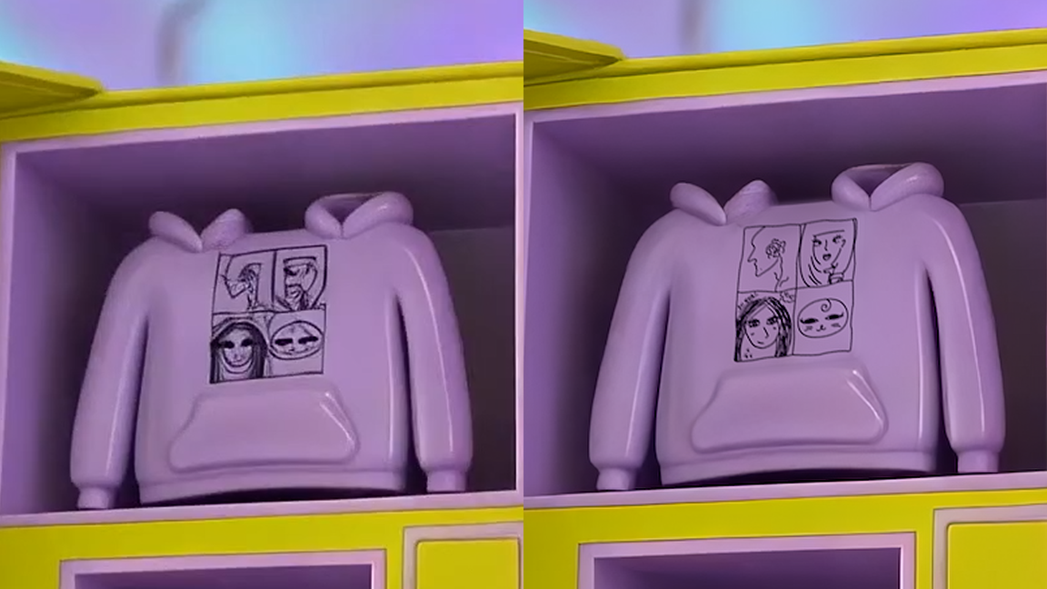 가방 캐릭터 그림 디테일의 작업 전후 비교